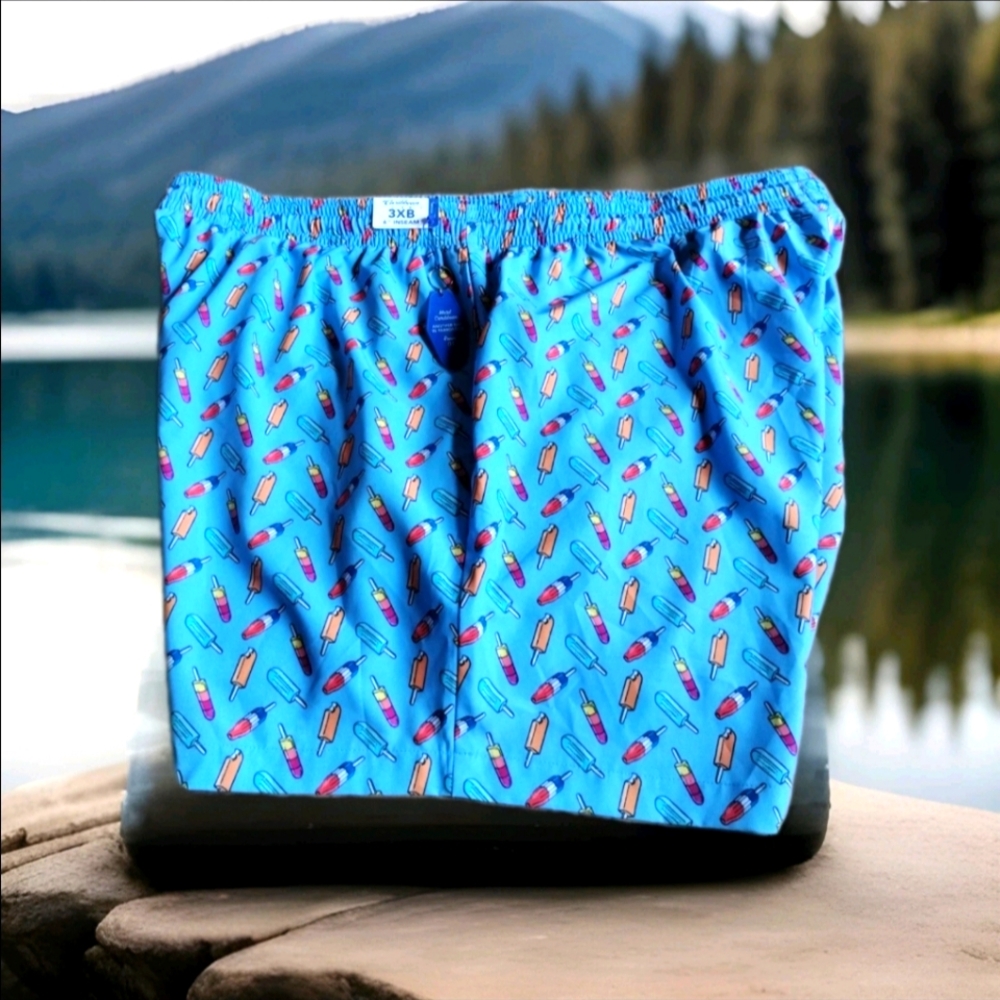 Men 3X b Caribbean Swim Trunks Lake Beach Sailboat  Surfing Swimwear Popsicle